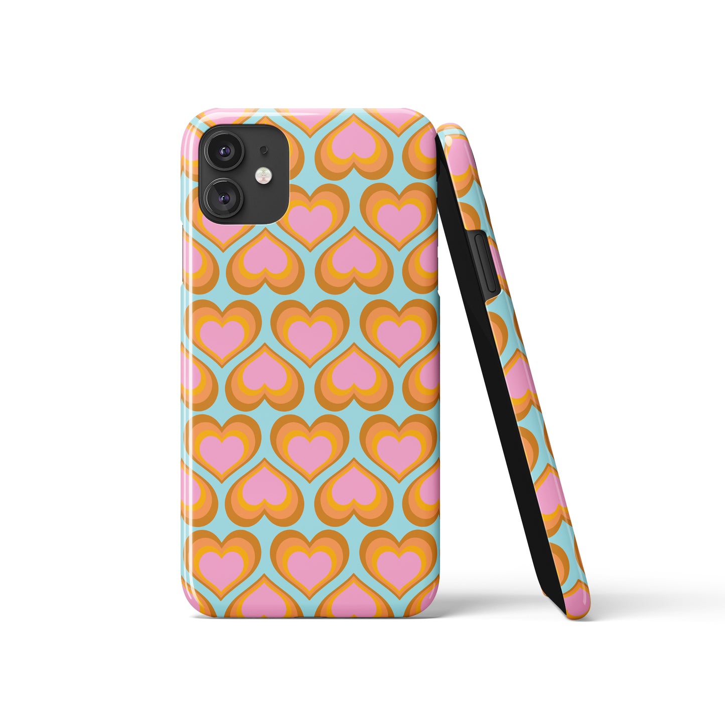 Retro Colorful 60s Heart Pattern iPhone Case