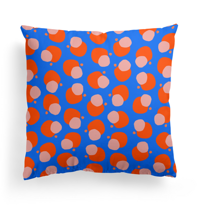 Modern Blue Mid Century Modern Dots Throw Pillow