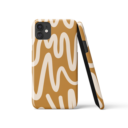 Mustard Abstract Line Art iPhone Case