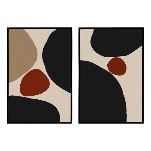 Set of 2 Black Blocks Abstract Posters
