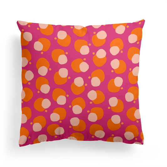 Magenta Mid Century Modern Dots Throw Pillow