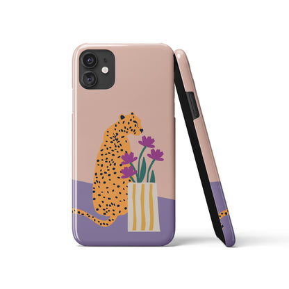 Leopard and Flower Illustration iPhone Case