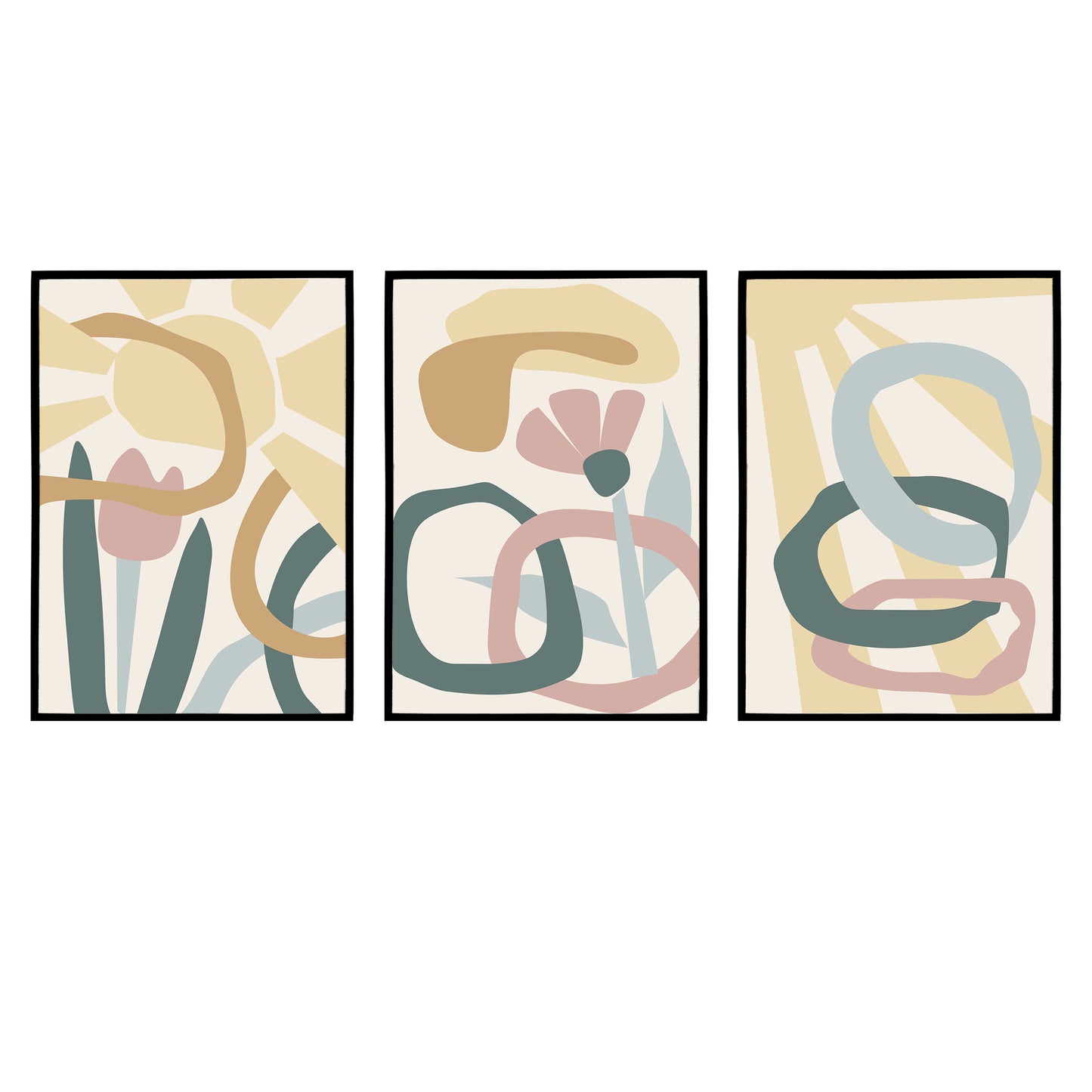 Set of 3 Abstract Floral Posters