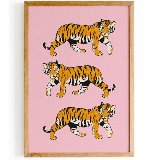 Tigers (Pink and Marigold) Poster