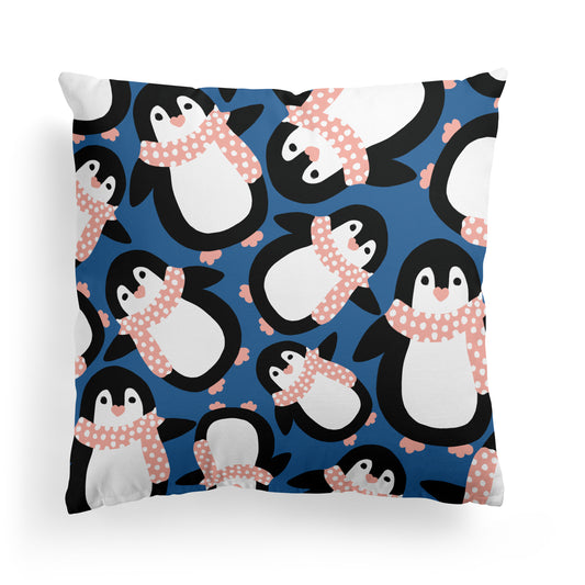 Cute Blue Penguins Pattern Kids Room Decor Throw Pillow