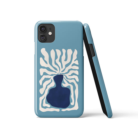 Blue iPhone Case with Minimalist Flower