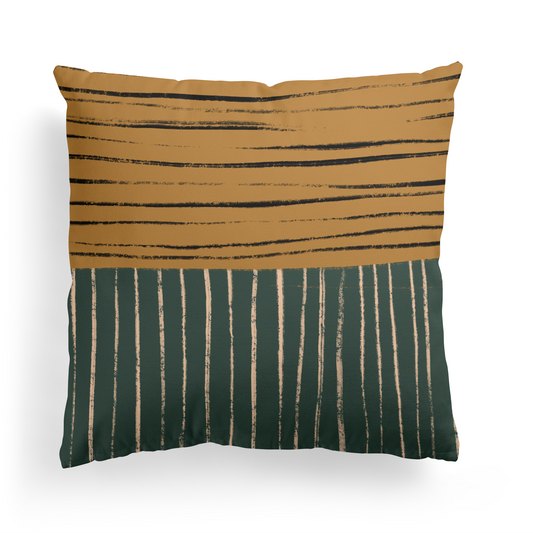 Retro Earth Tones Line Art Throw Pillow