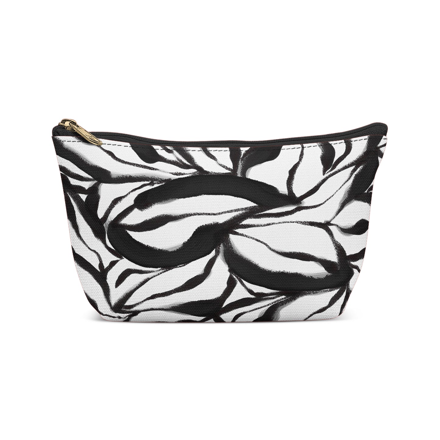 Black and White Botanical Art Makeup Bag