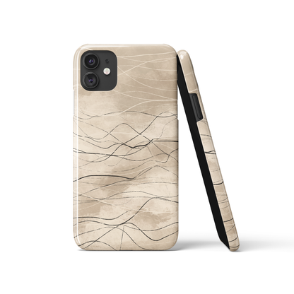 Rustic Minimalist Beige Line Art iPhone Case