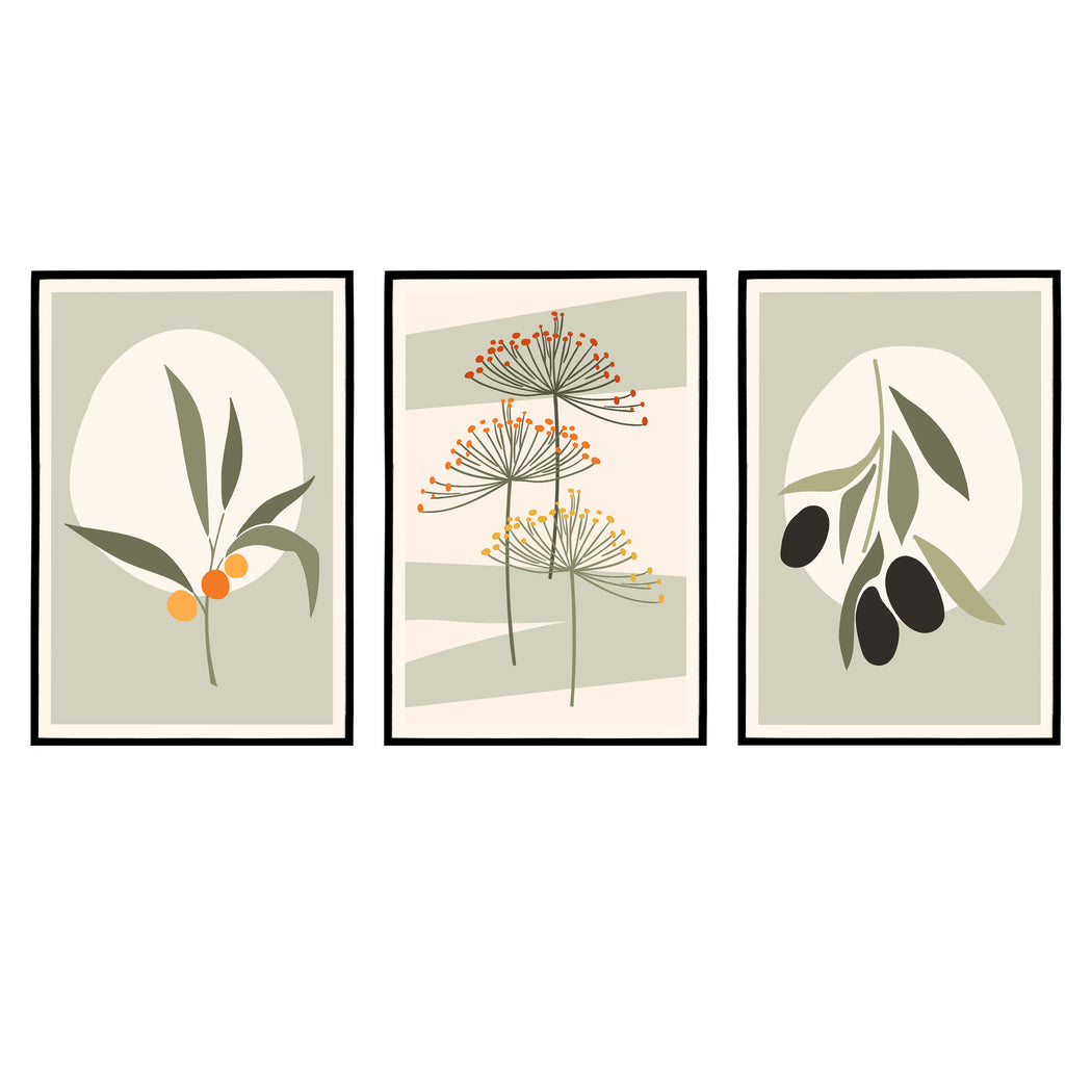 Set of 3 Greece Nature Prints