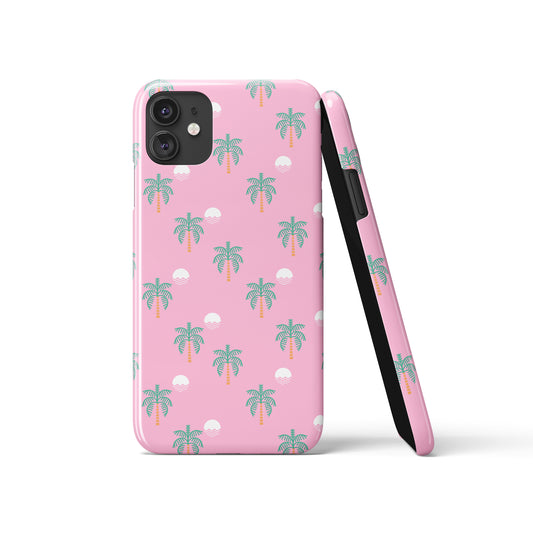 Cute Palms Pattern Pink iPhone Case