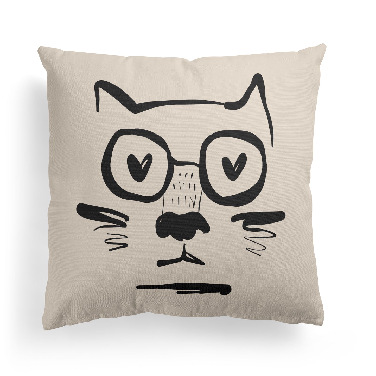 Funny Nerd Cat Drawing Throw Pillow