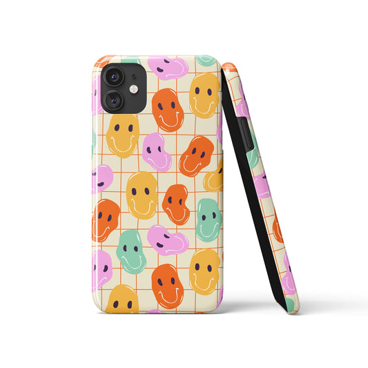 70s Colorful Retro Smiley Face Pattern iPhone Case