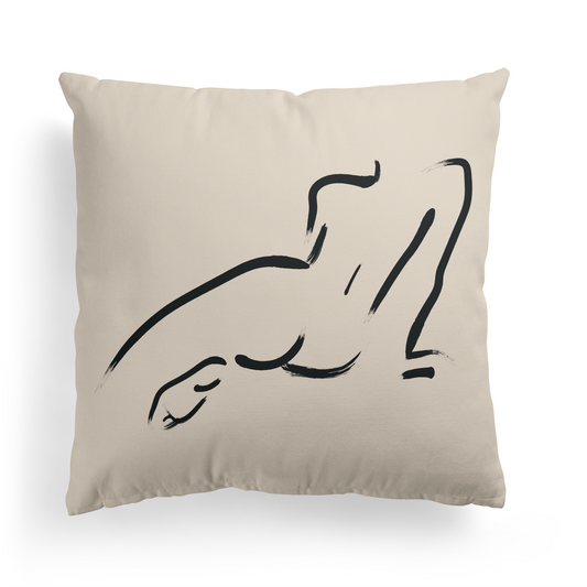 Line Art Woman Body Minimalist Throw Pillow