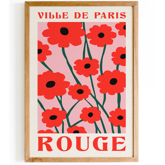 Rouge Ville de Paris Floral Poster