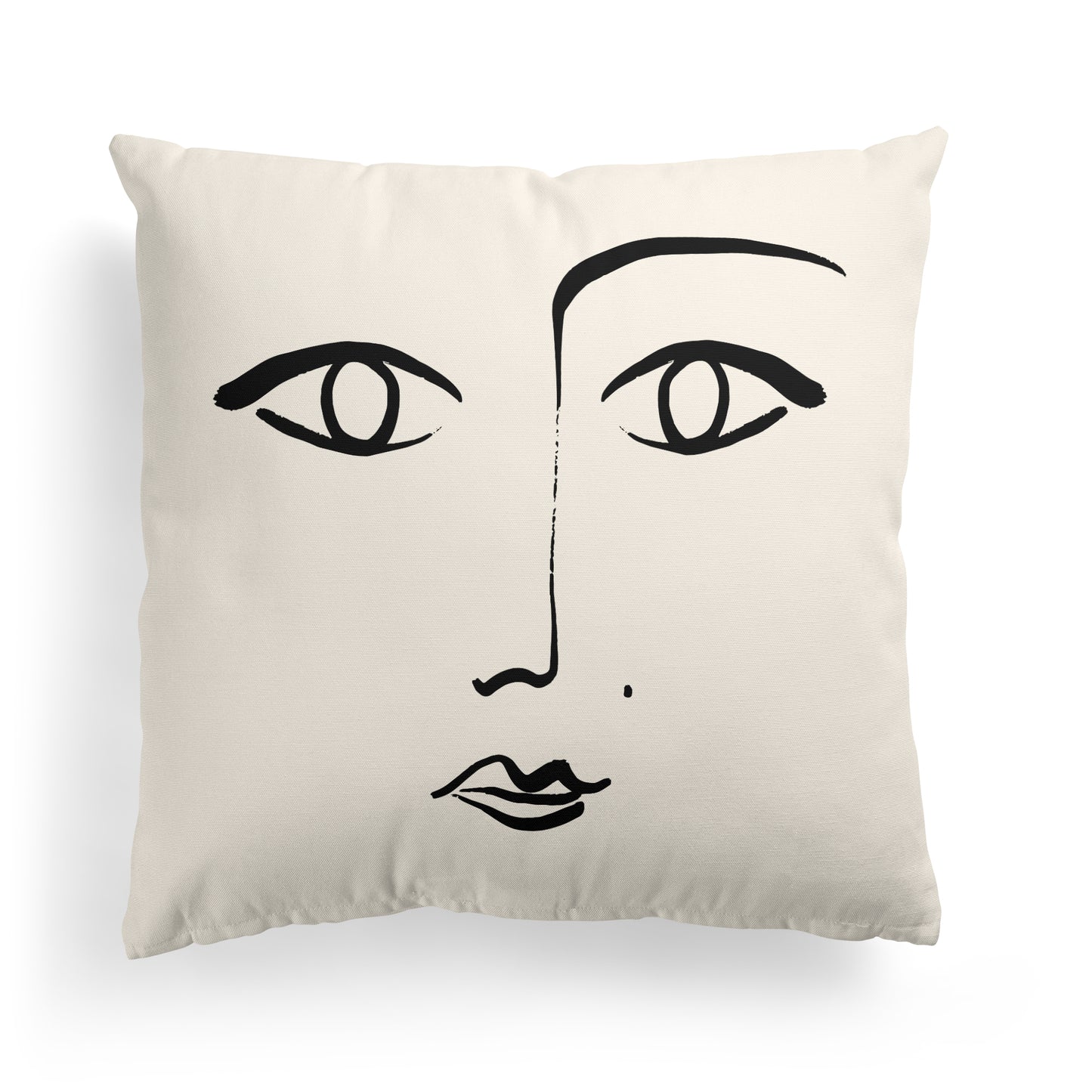 Bright Beige Throw Pillow with Woman Face