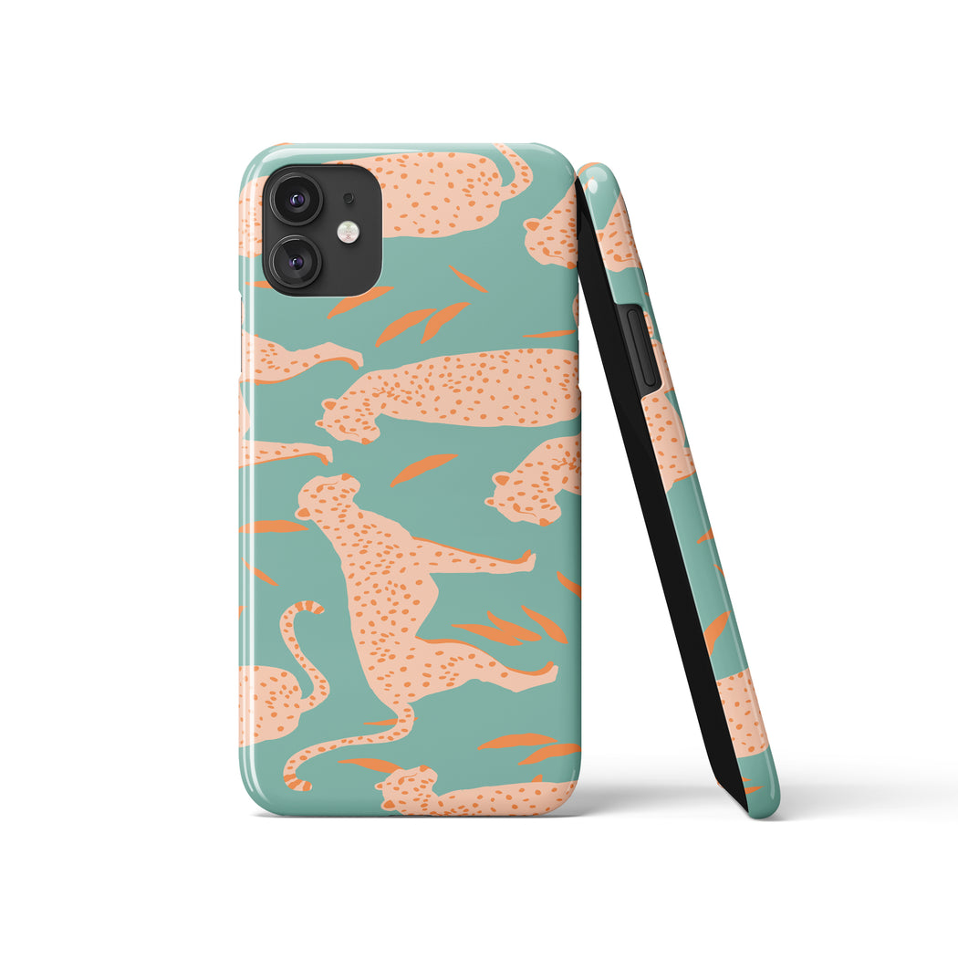Mint Pink Cheetah Leopard Pattern iPhone Case