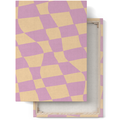 Purple Checkered Retro Art Canvas Print