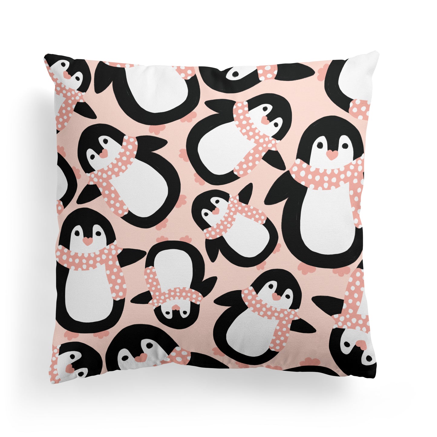 Pink Penguins Animal Pattern Nursery Room Decor Throw Pillow