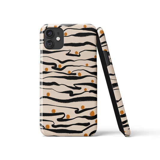 Black Beige Abstract Pattern iPhone Case