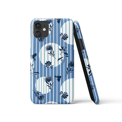 Blue Striped Floral Pattern iPhone Case