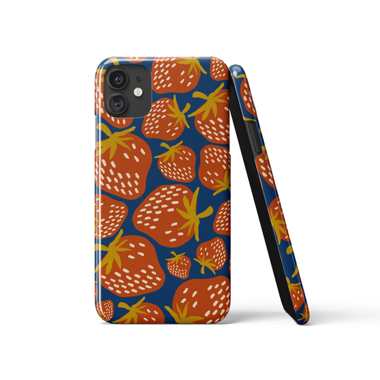 Retro Painted Strawberries Pattern iPhone Case