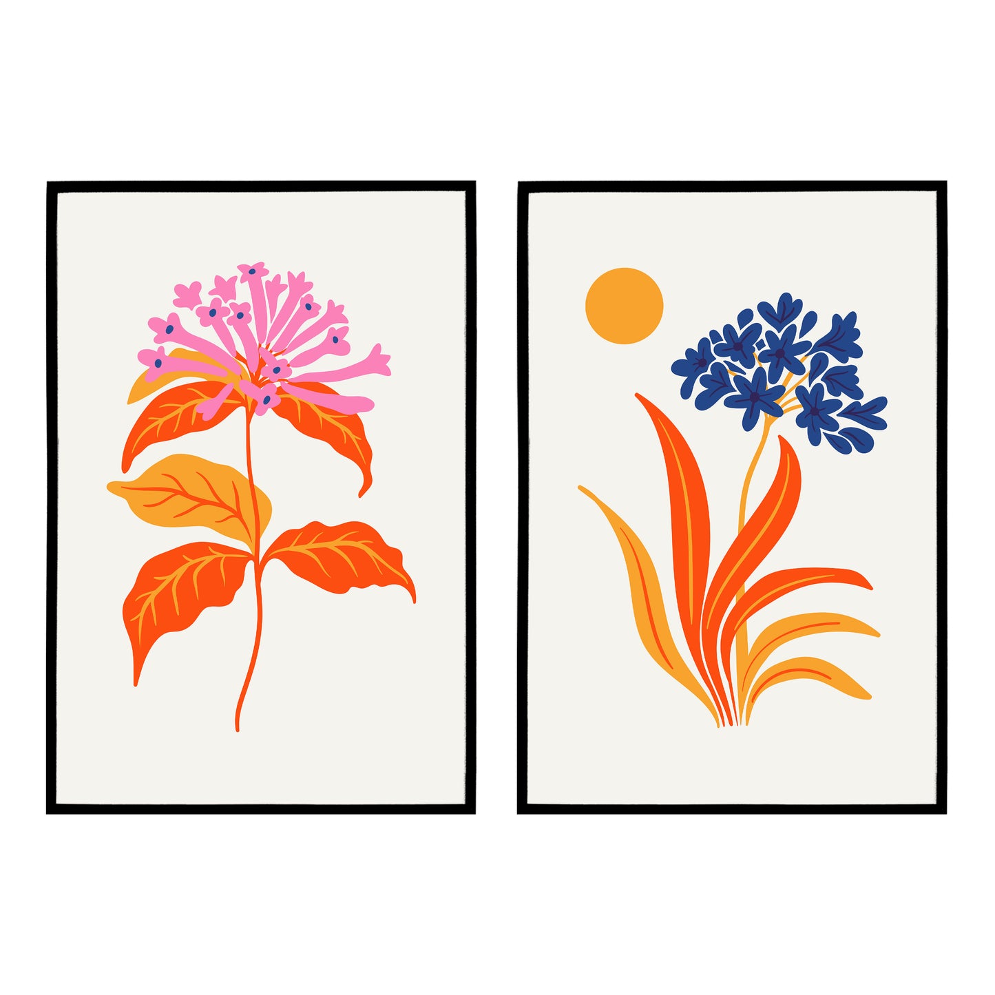 Set of 2 Eclectic Floral Posters