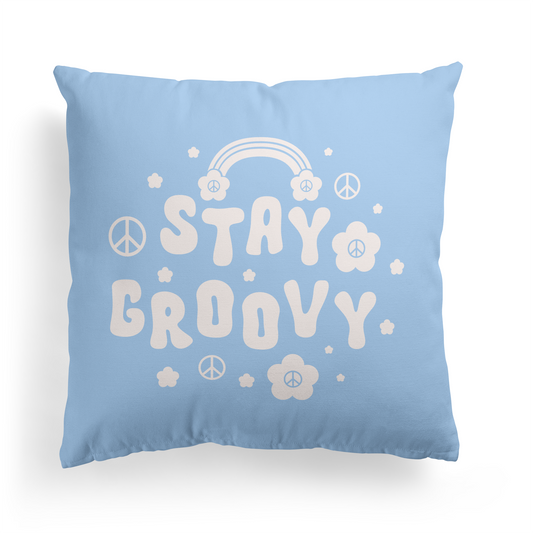 Baby Blue Stay Groovy Throw Pillow