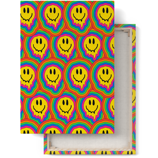 Groovy Psychodelic Smiling Faces Canvas Print