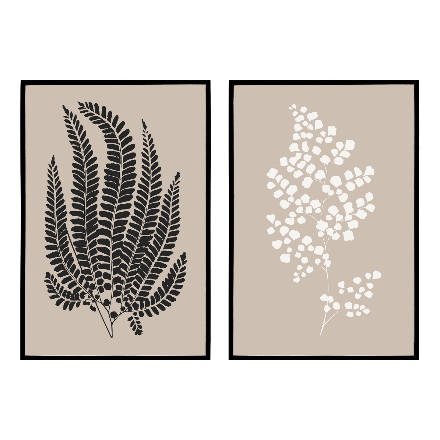 Set of 2 Boho Beige Botanical Posters