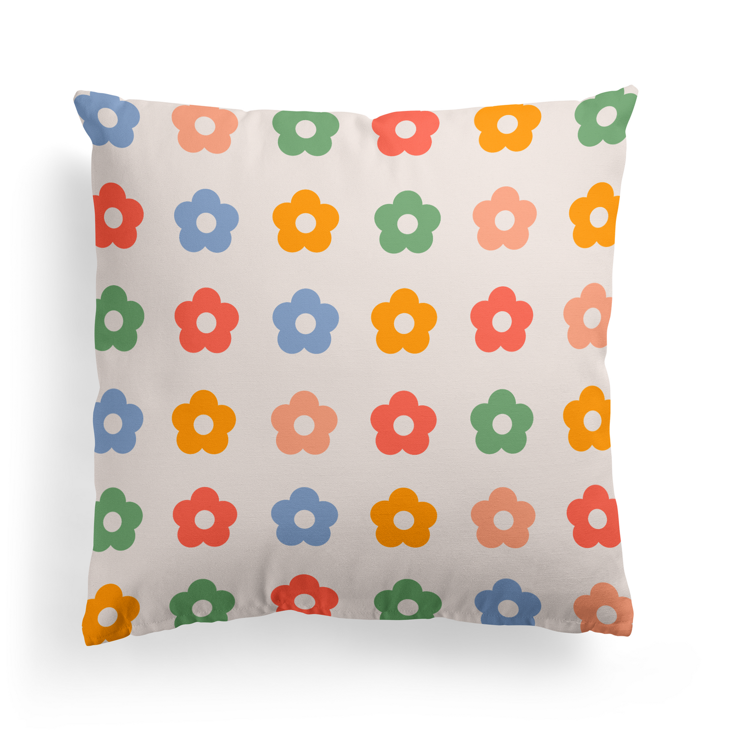 Retro Colorful Flowers 60s Sixites Throw Pillow