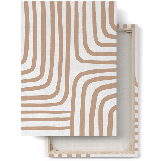 White Beige Striped Art Canvas Print