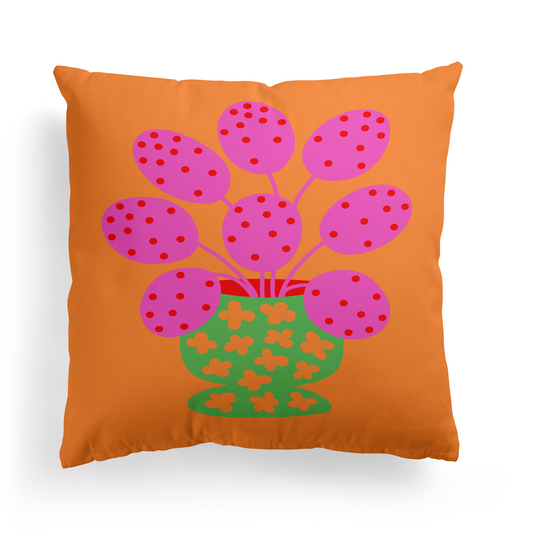 Orange&Pink Flowers Throw Pillow