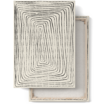 Rustic Line Art Maze Minimalist Canvas Print