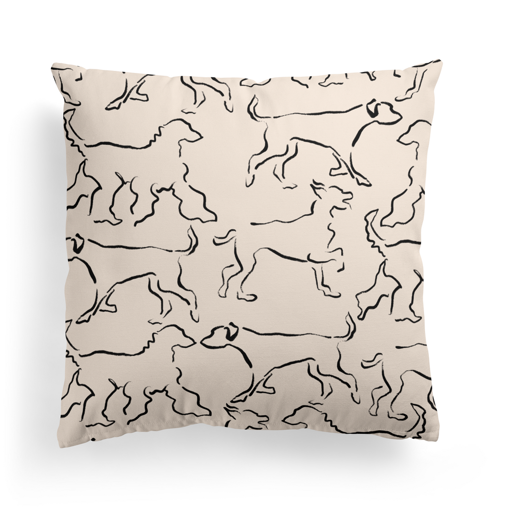 Dog Lovers, Dog Pattern, Dog Line Art Throw Pillow