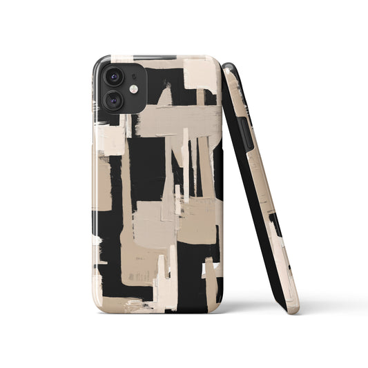 Black&Beige Brushstrokes Pattern iPhone Case