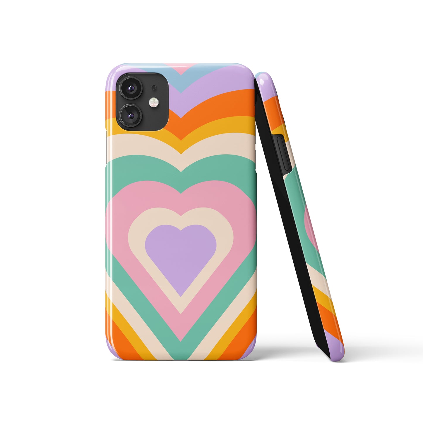 Colorful Groovy Heart 60s iPhone Case