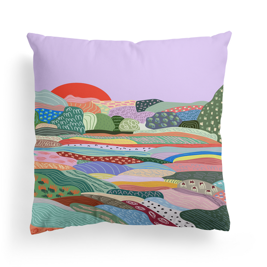 Colorful Landscape Farmhouse Throw Pillow