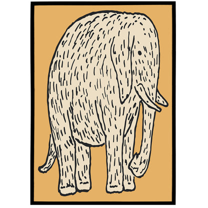 Yellow Cute Elephant Poster