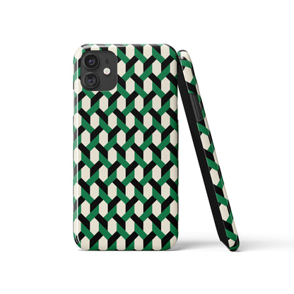 Retro Bauhaus Green Pattern iPhone Case