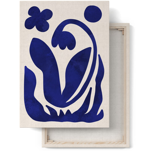 Blue Modern Botanical Shapes Canvas Print