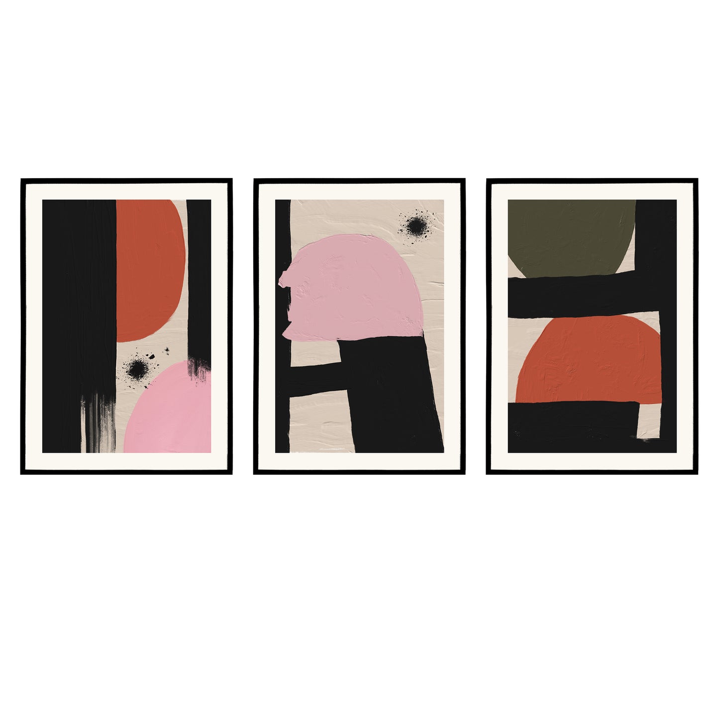 Set of 3 Modern Abstract Painted Prints