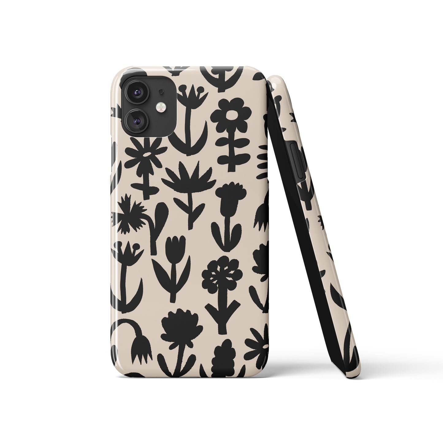 Black Floral Beige iPhone Case