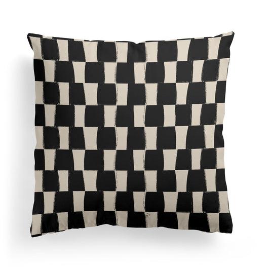 Retro Black and Beige Pattern Throw Pillow