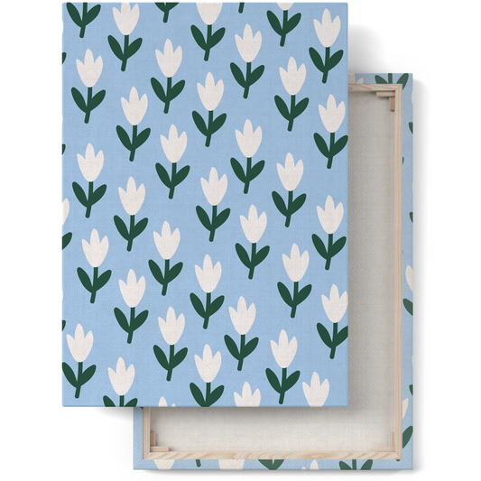 Blue Floral Botanical Pattern Canvas Print