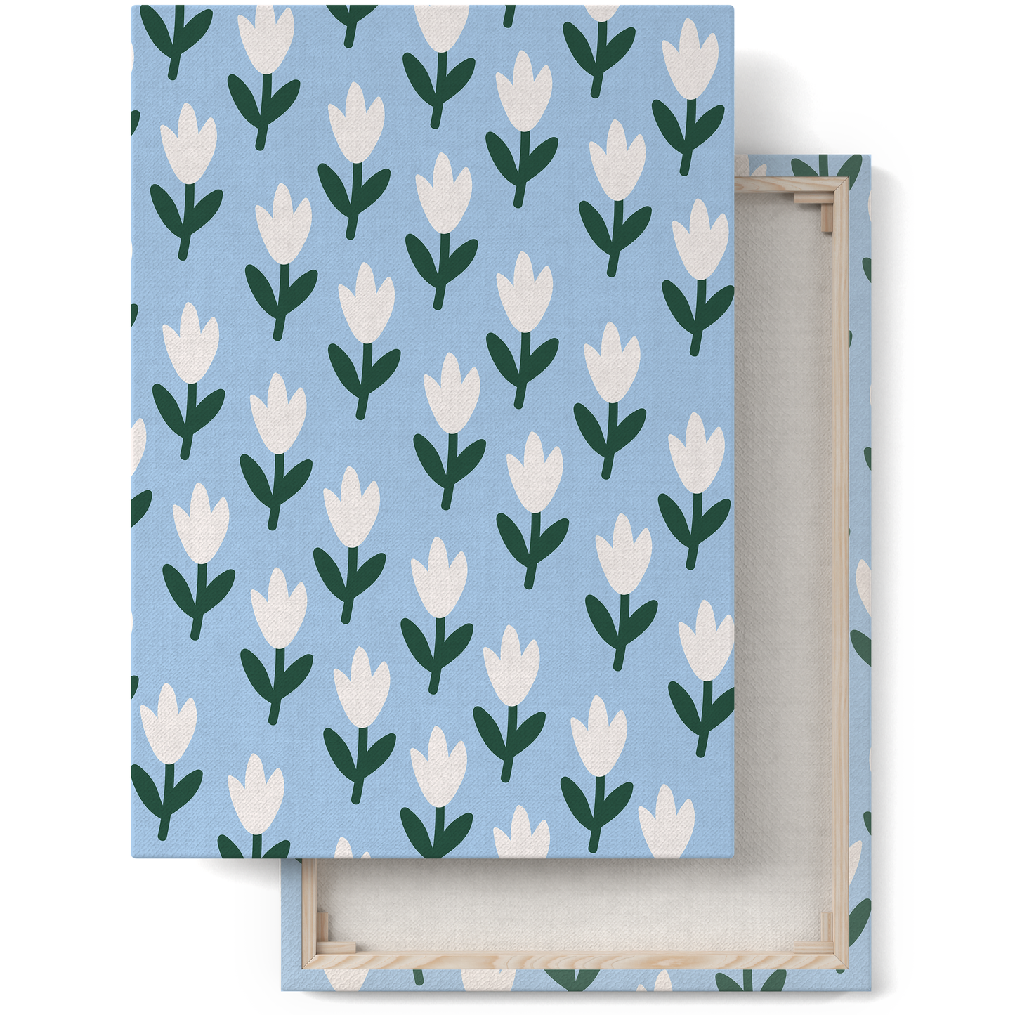 Blue Floral Botanical Pattern Canvas Print