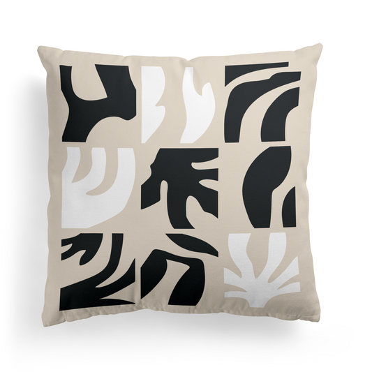 Black Beige Cut Outs Throw Pillow