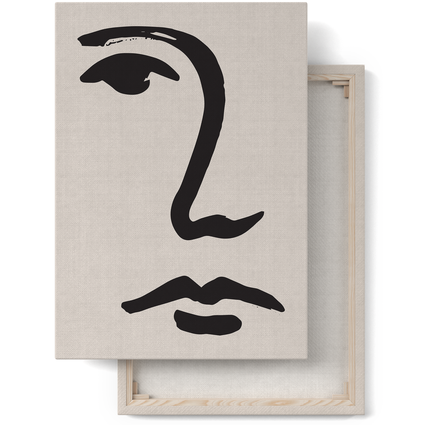 Black Line Art Face Canvas Print