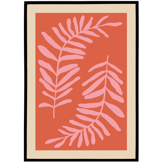 Pink Floral Leaves Poster