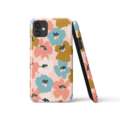 Pink 60s Flowers Pattern iPhone Case